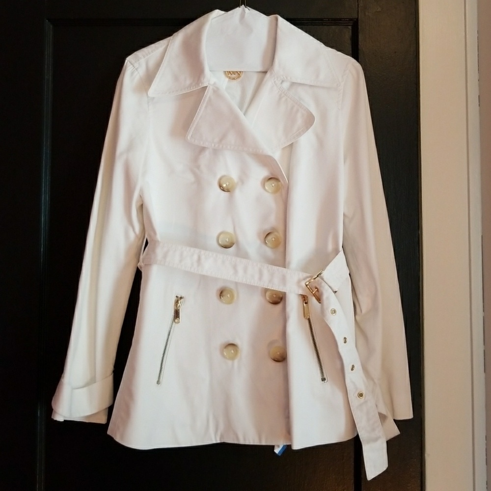 Michael Kors White Belted Trench Coat SZ S/Small